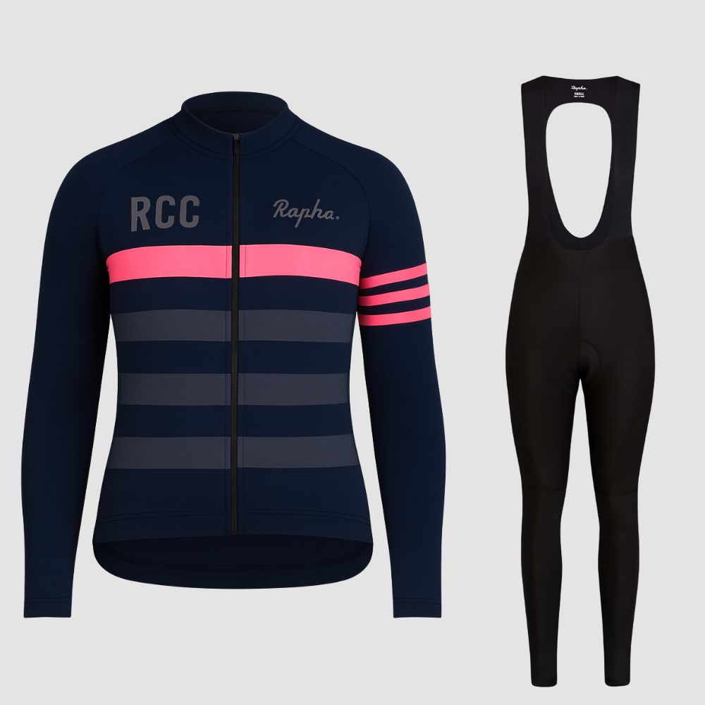 Rapha | Long Sleeve Women's Cycling Set Navy Blue-Pink